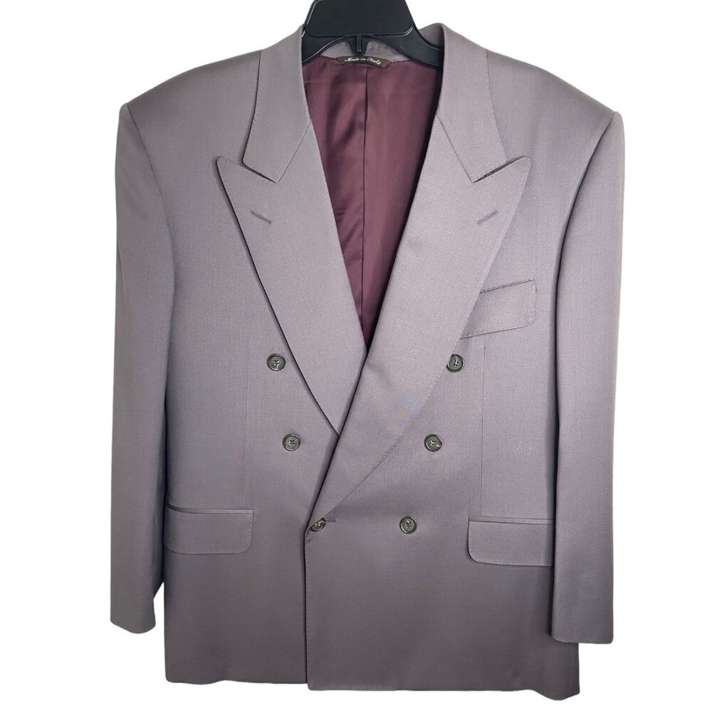 Canali purple lilac blazer‎ coat double breasted 100% wool size EU50 US40